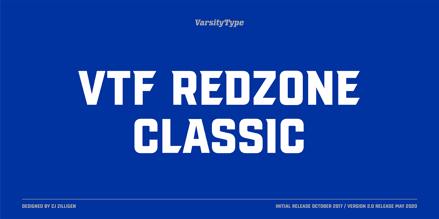 Beispiel einer VTF Redzone Classic Oblique-Schriftart